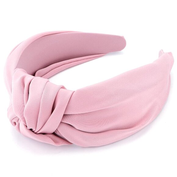 Women's Satin Silk Head Band Wide Non-Slip Fashion Hair Accessories Pink - Picture 1 of 7